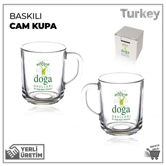 Paşabahçe Baskılı Cam Kupa - Bardak